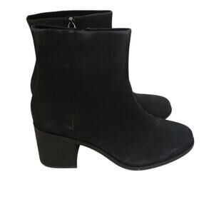 New Toms Evelyn Suede Heeled Boot Black 11